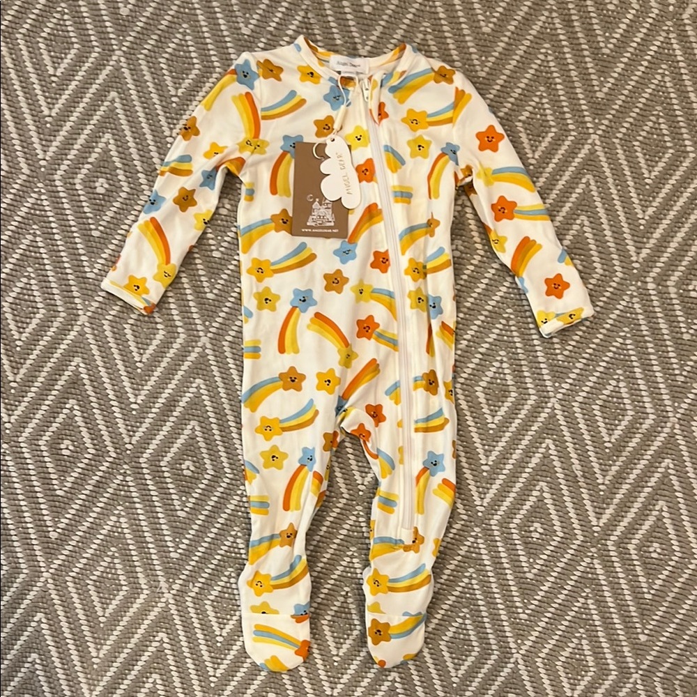 NWT Angel Dear - Shooting Stars Footie Pajama Colorful Rainbow Kids One Piece